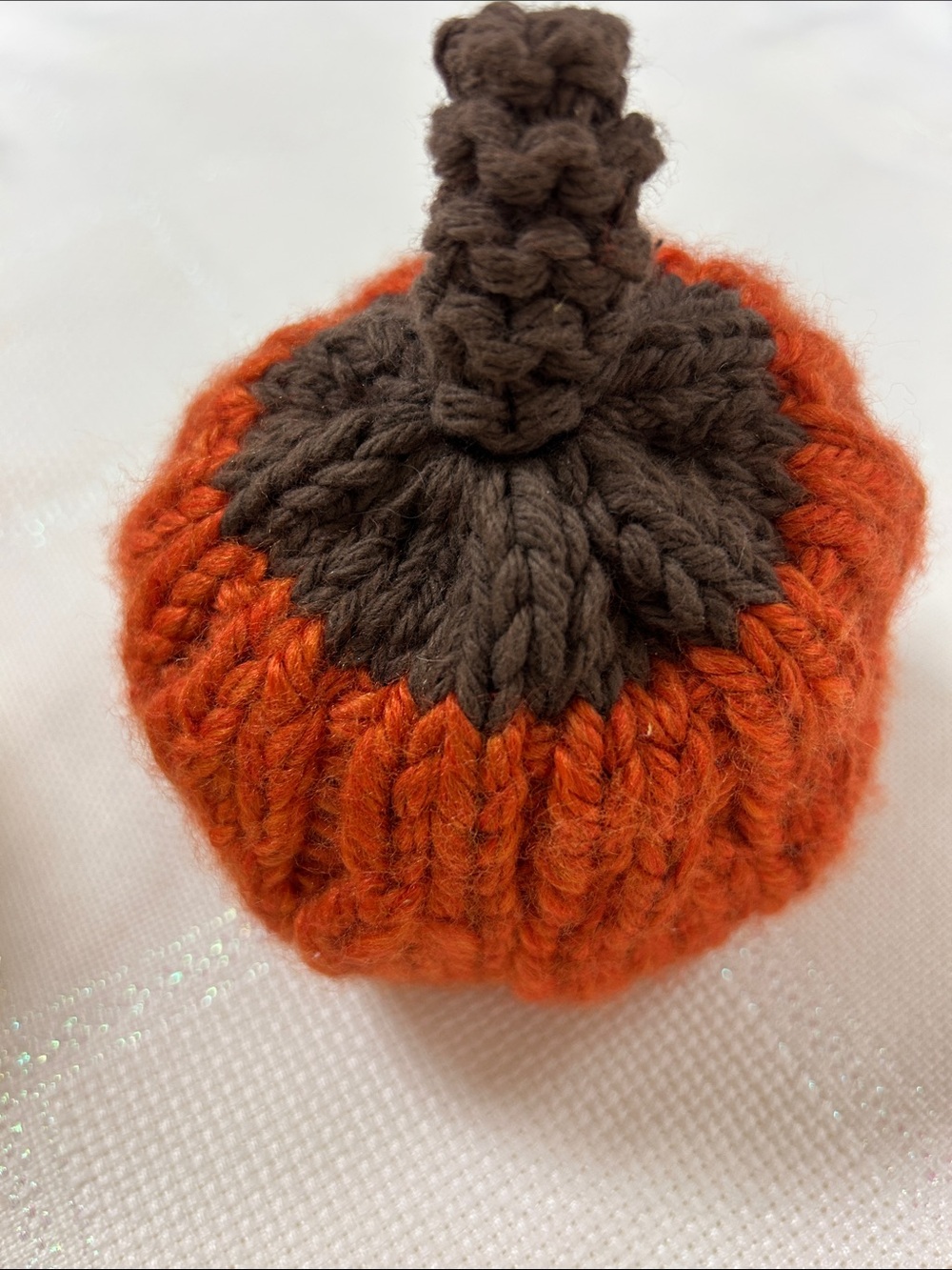 Handcrafted Orange & Brown Knit Pumpkin  - seasonal pumpkin set image 2
